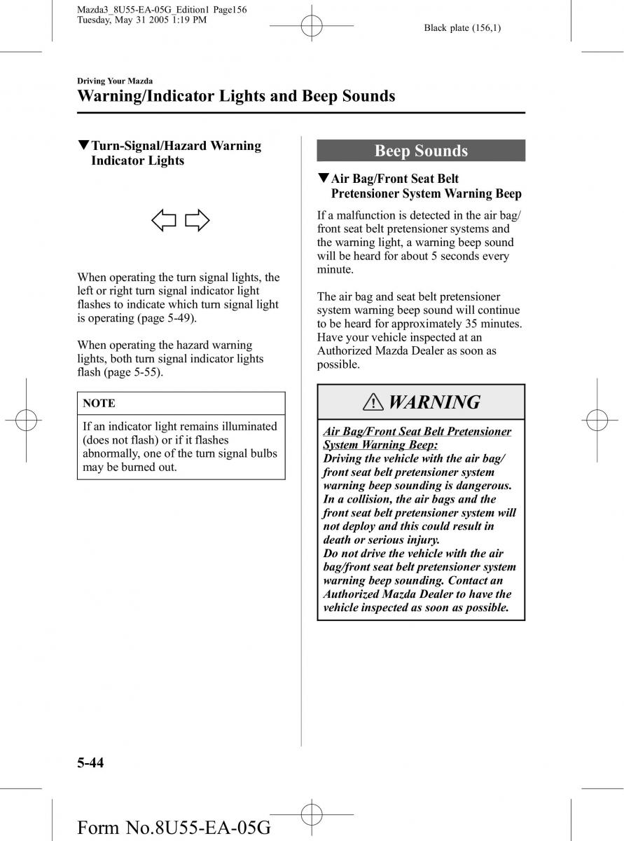 Mazda 3 I 1 owners manual / page 156