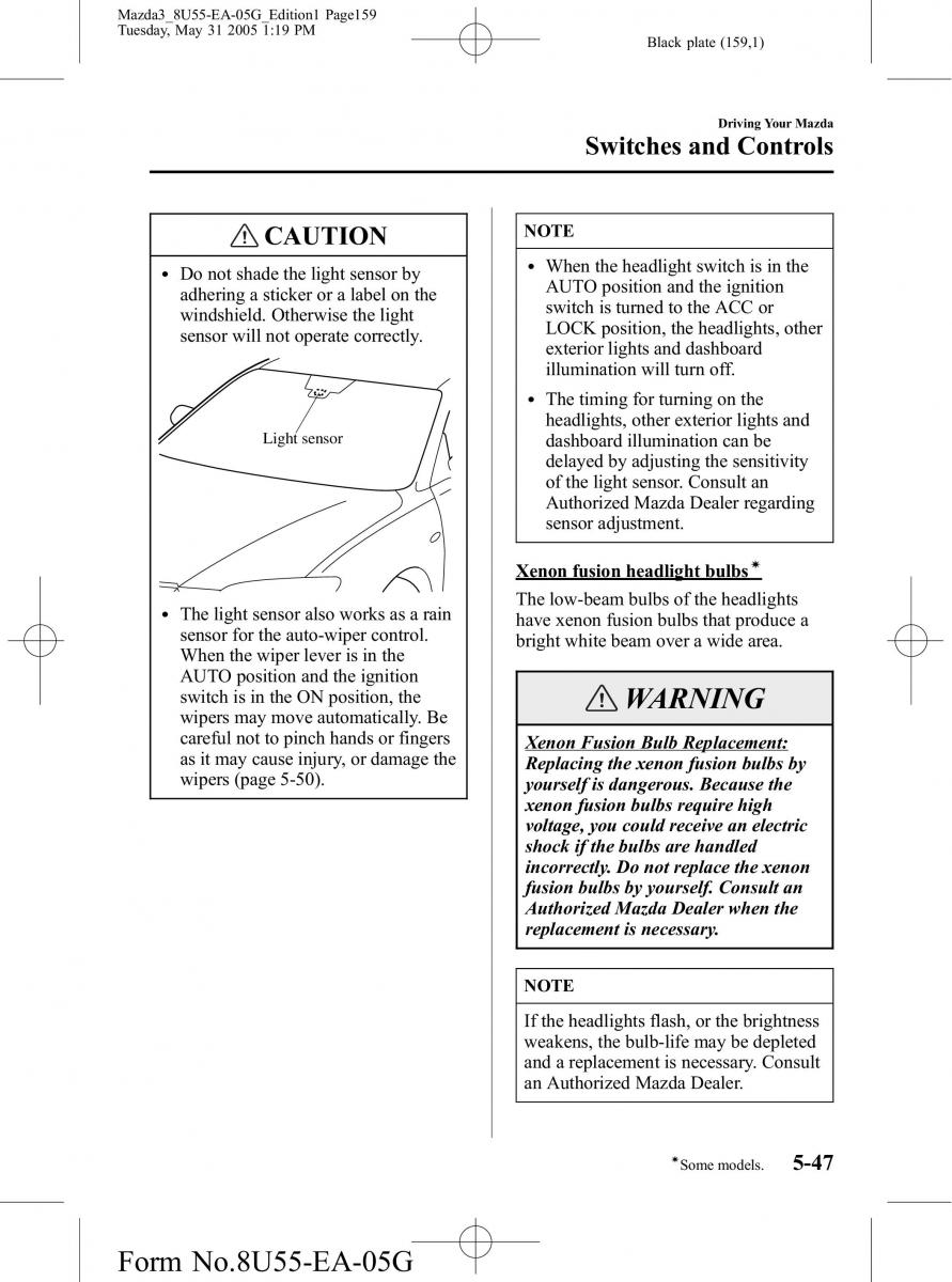 Mazda 3 I 1 owners manual / page 159