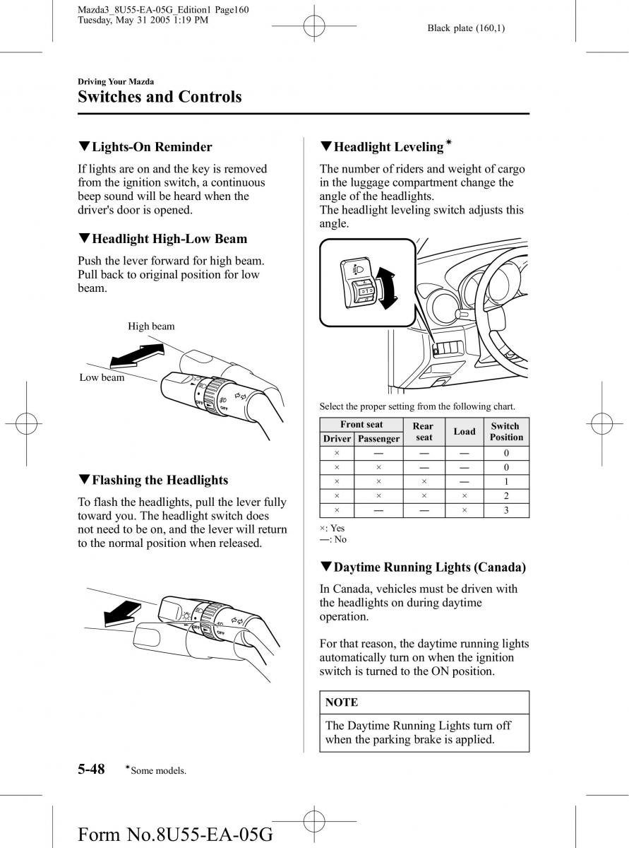 Mazda 3 I 1 owners manual / page 160