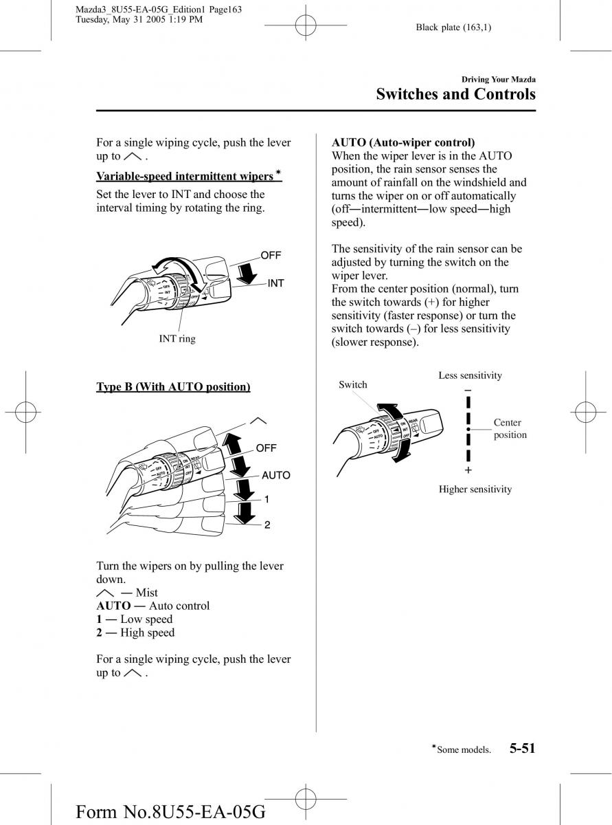 Mazda 3 I 1 owners manual / page 163