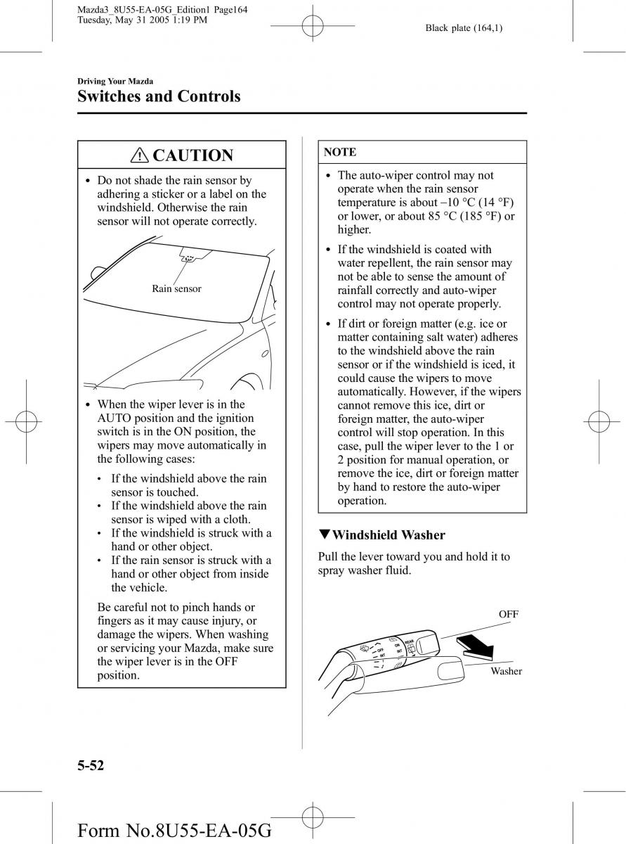 Mazda 3 I 1 owners manual / page 164