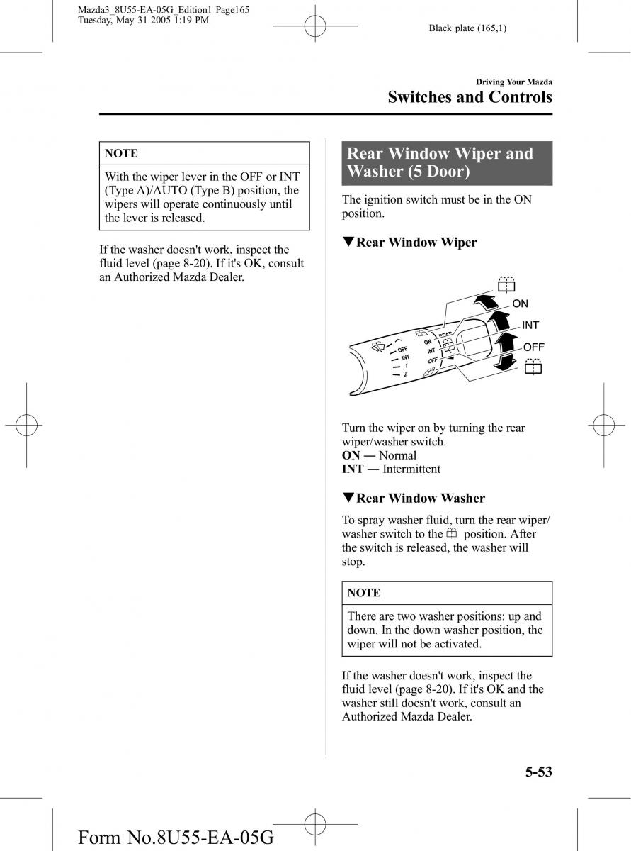 Mazda 3 I 1 owners manual / page 165