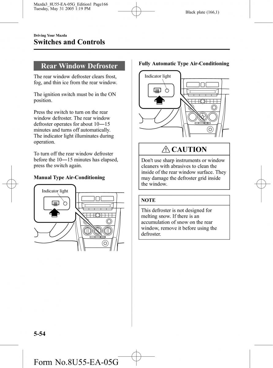 Mazda 3 I 1 owners manual / page 166