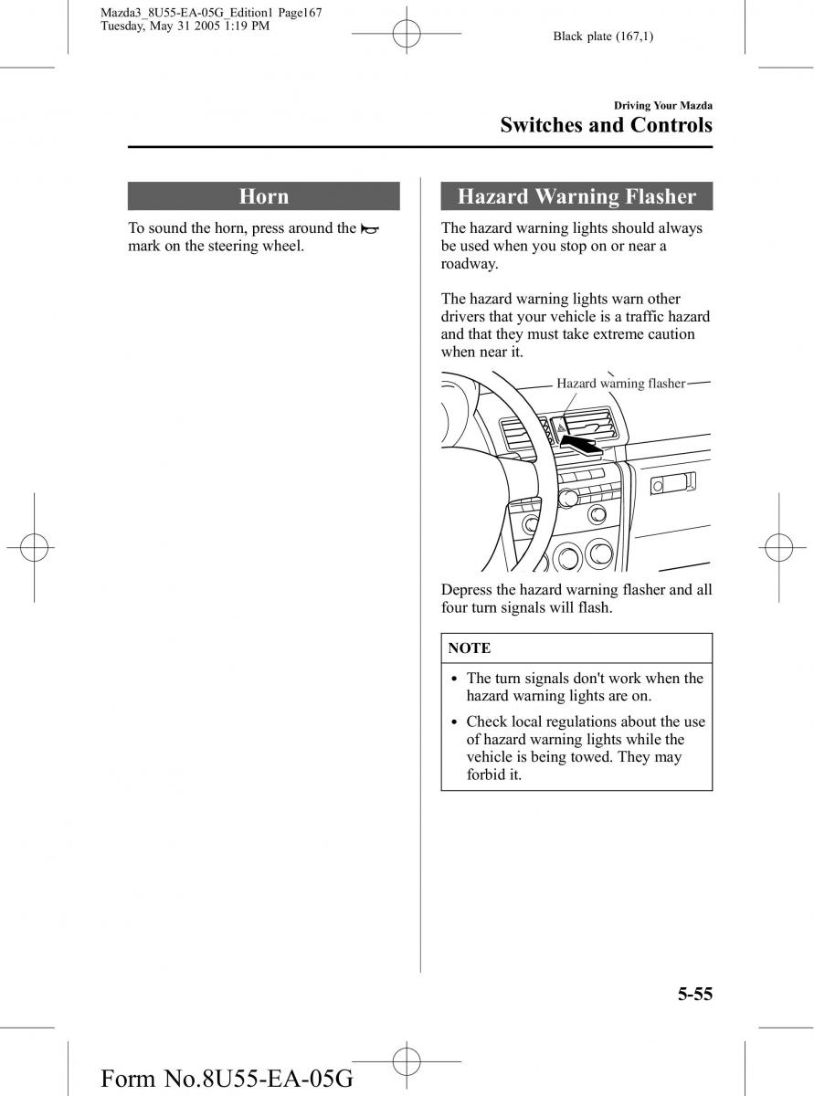 Mazda 3 I 1 owners manual / page 167