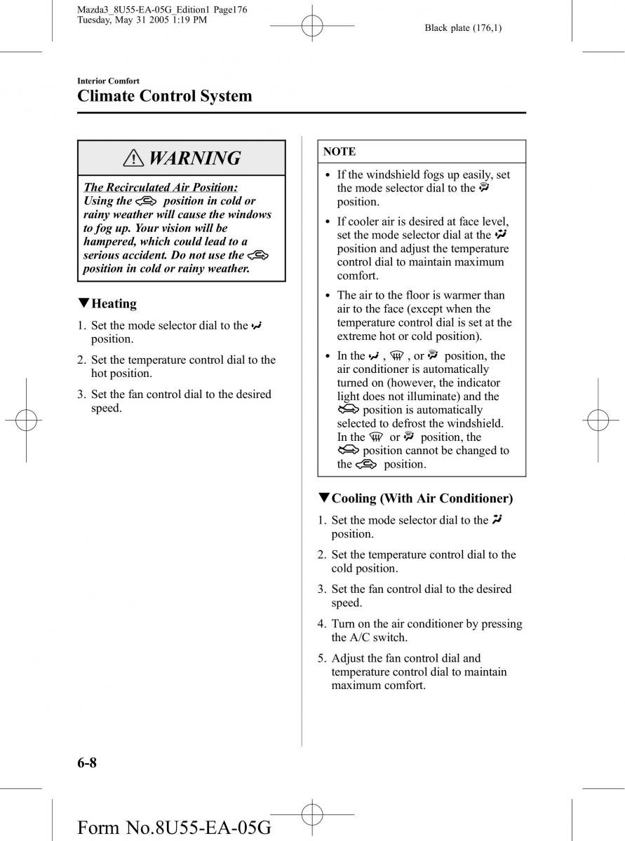 Mazda 3 I 1 owners manual / page 176