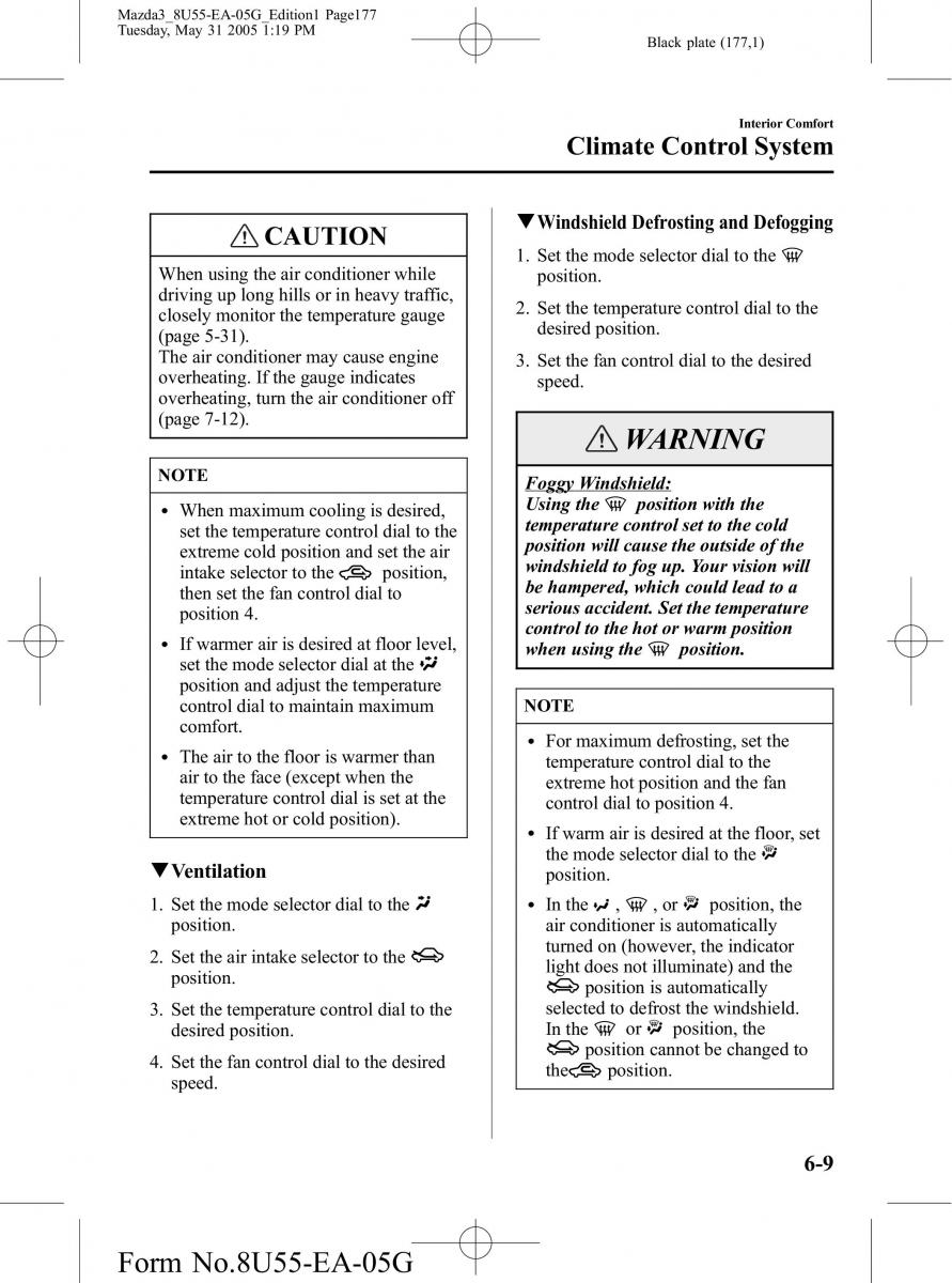 Mazda 3 I 1 owners manual / page 177