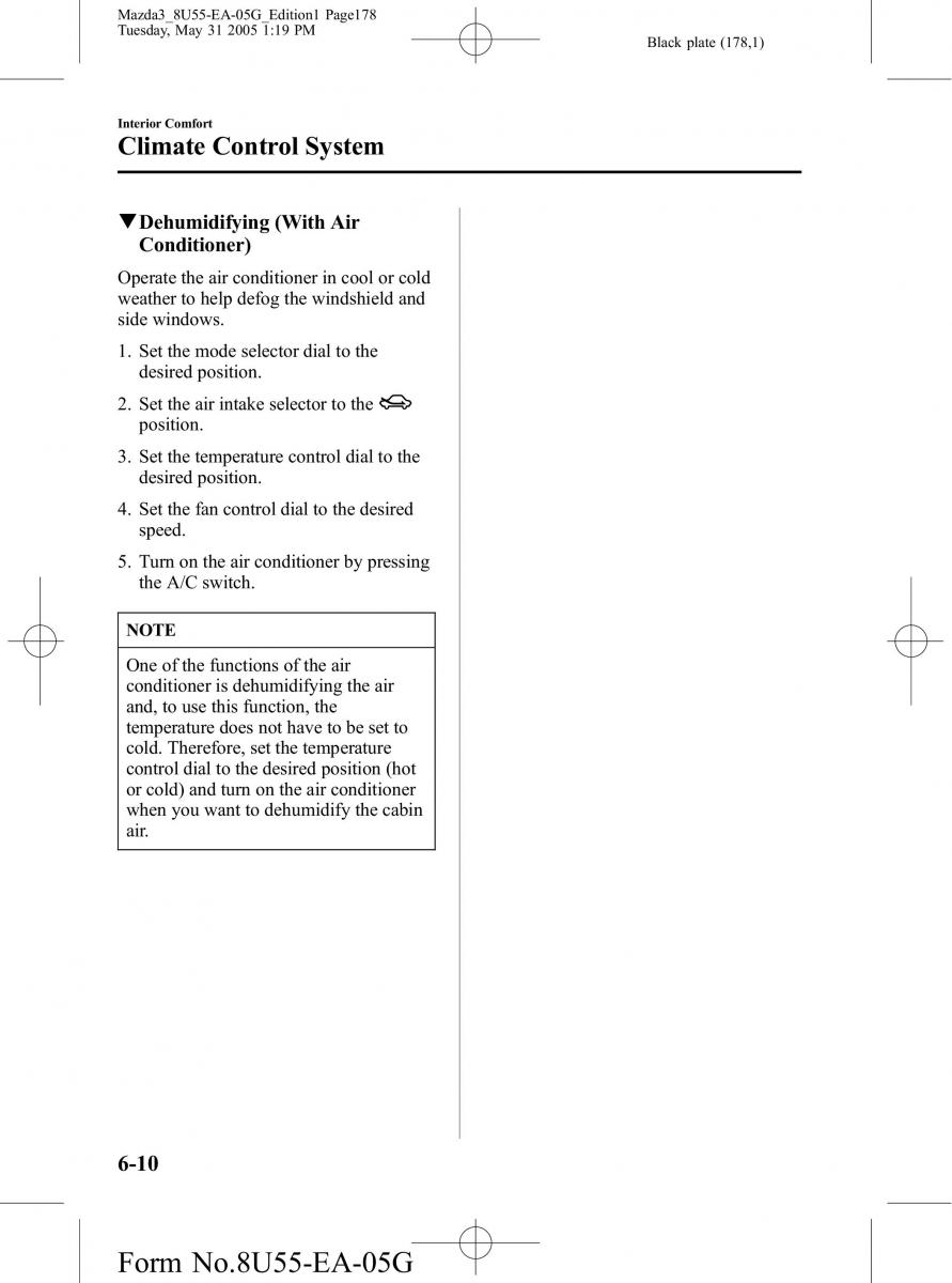 Mazda 3 I 1 owners manual / page 178