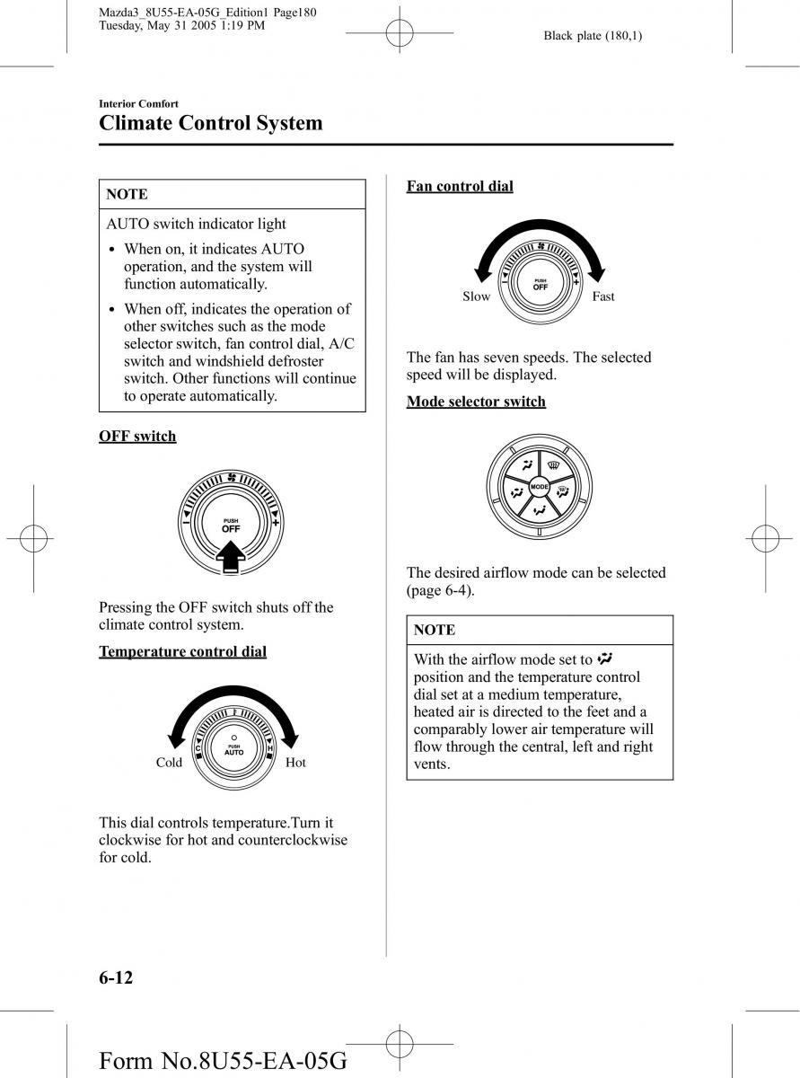 Mazda 3 I 1 owners manual / page 180