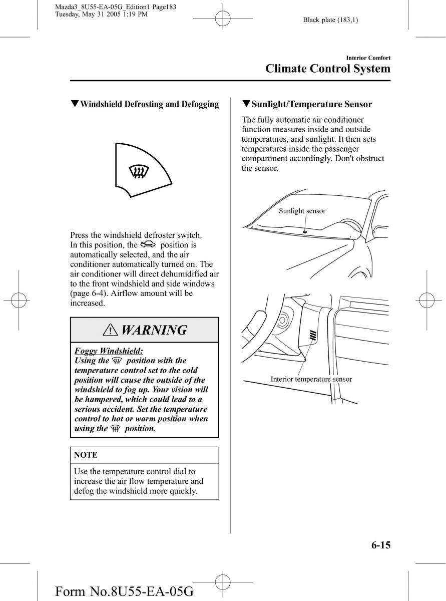 Mazda 3 I 1 owners manual / page 183