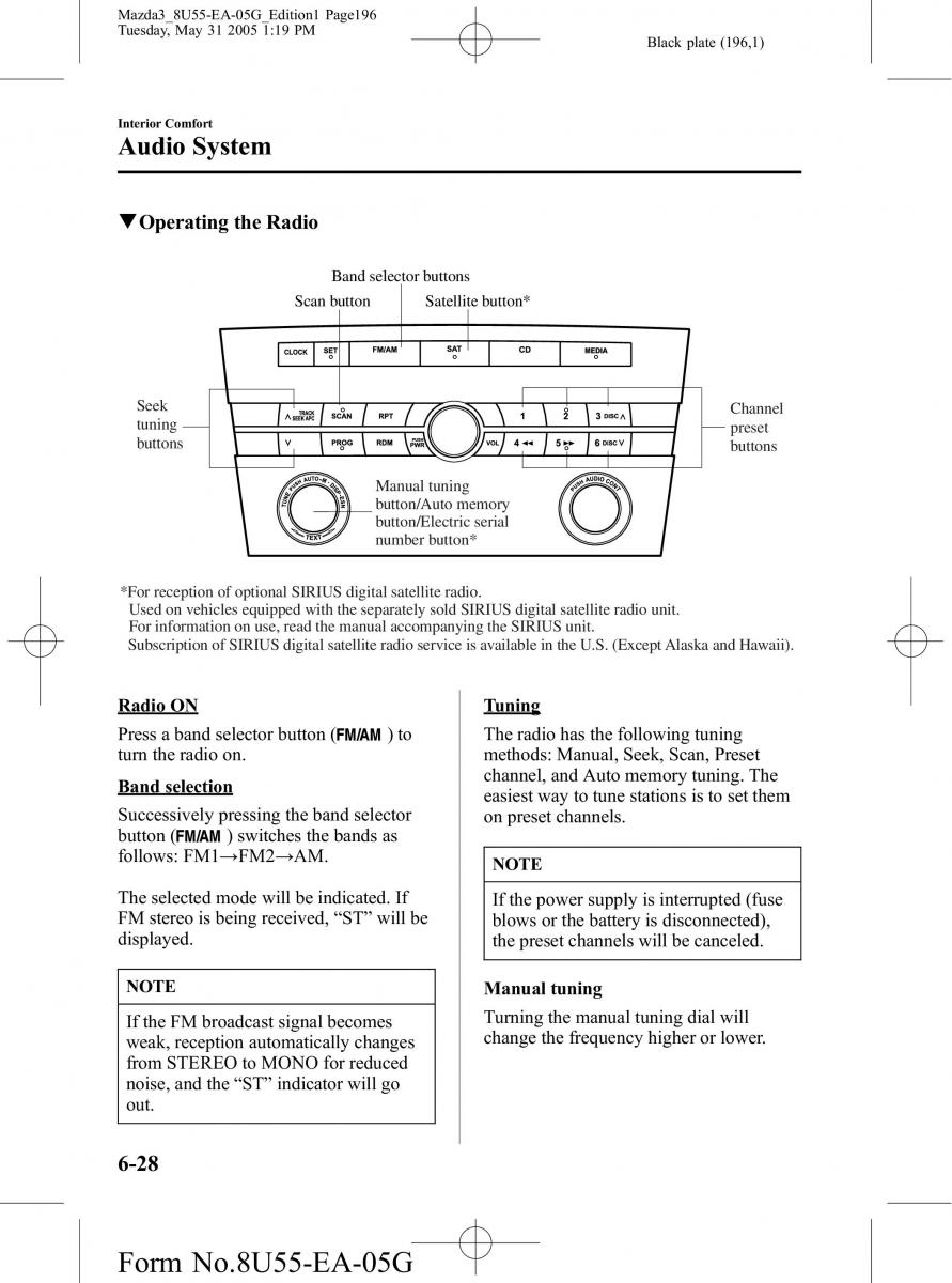 Mazda 3 I 1 owners manual / page 196