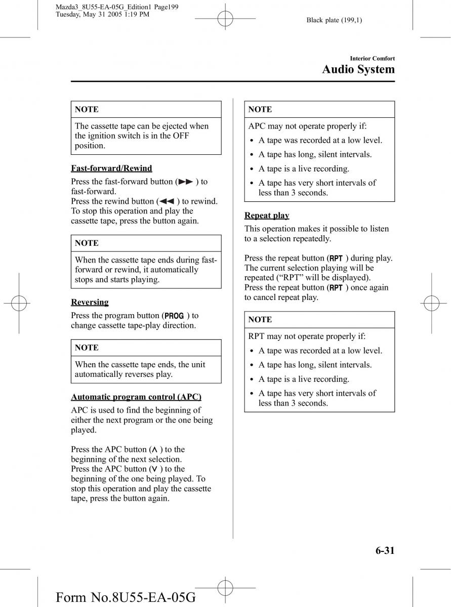 Mazda 3 I 1 owners manual / page 199