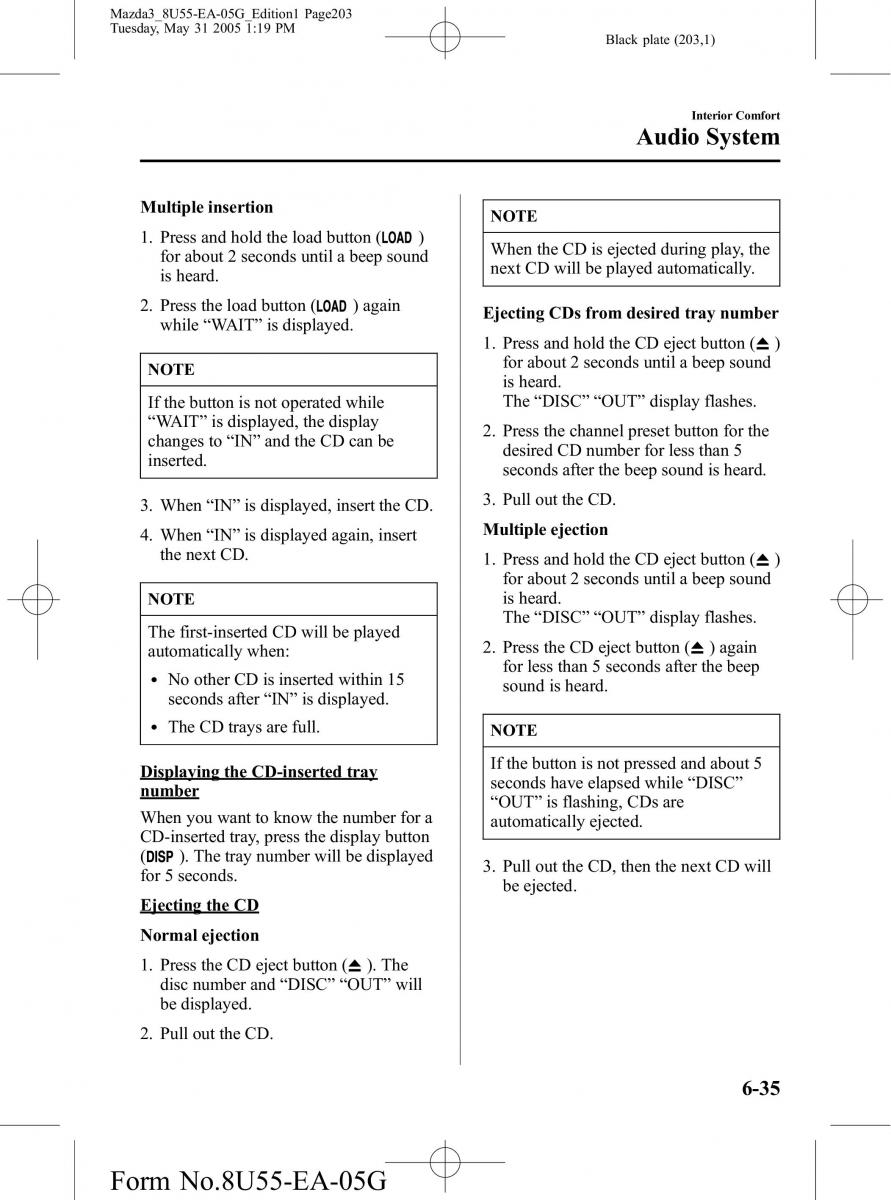 Mazda 3 I 1 owners manual / page 203