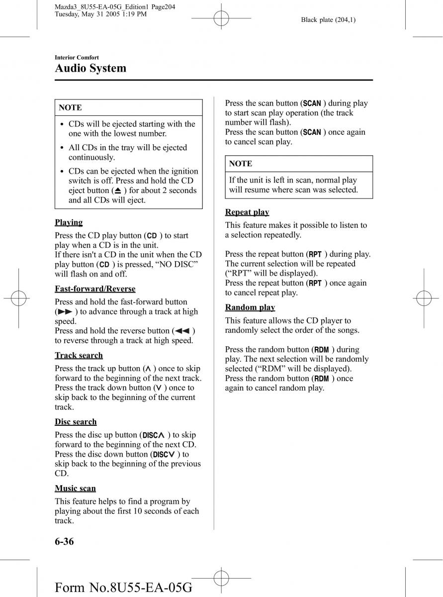 Mazda 3 I 1 owners manual / page 204