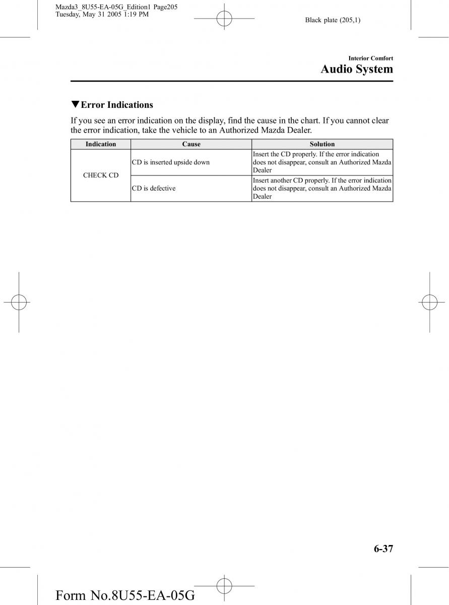 Mazda 3 I 1 owners manual / page 205