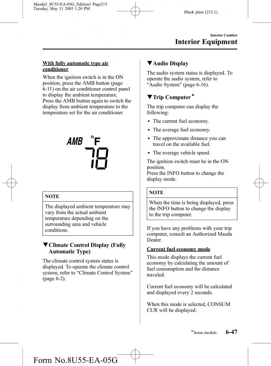 Mazda 3 I 1 owners manual / page 215