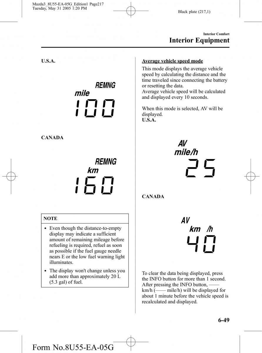 Mazda 3 I 1 owners manual / page 217