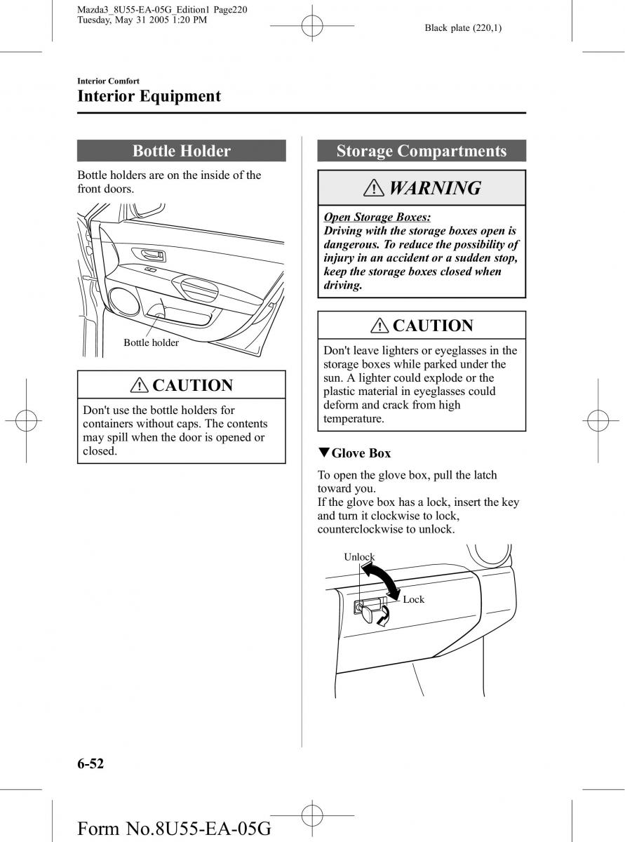 Mazda 3 I 1 owners manual / page 220