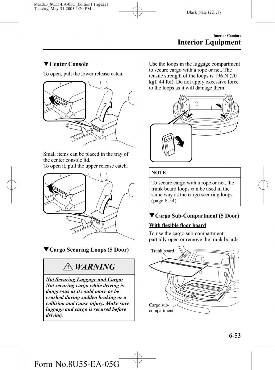 Mazda 3 I 1 owners manual / page 221