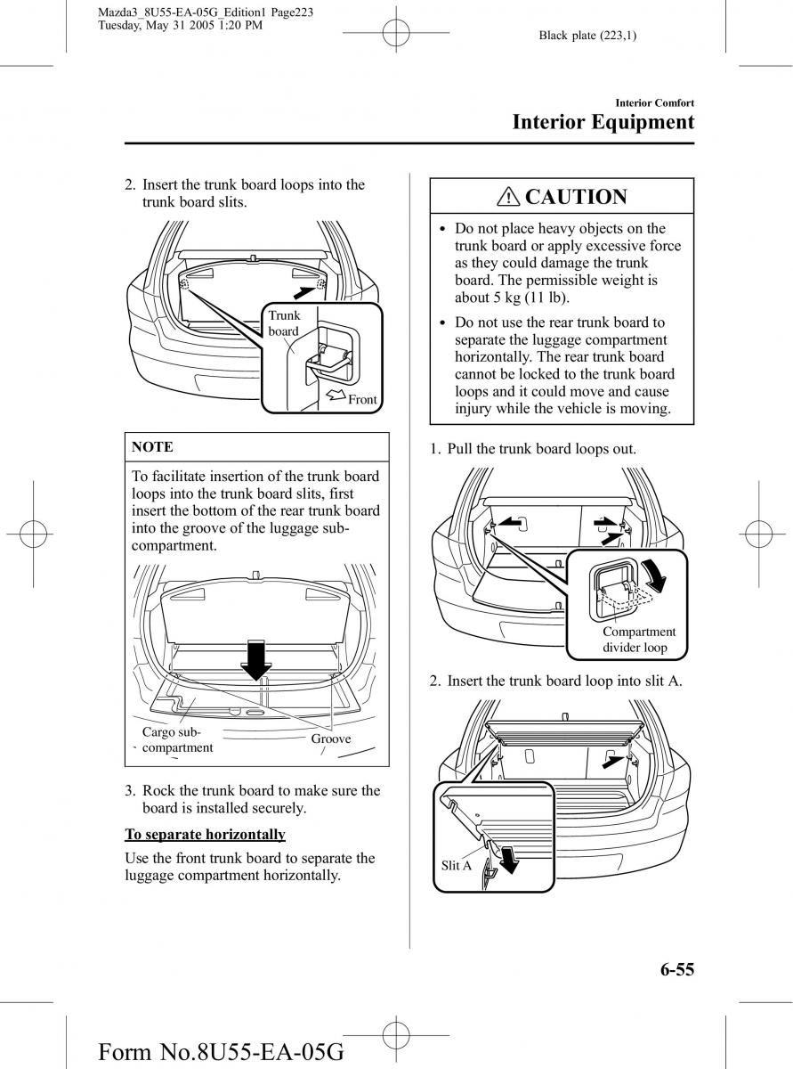 Mazda 3 I 1 owners manual / page 223