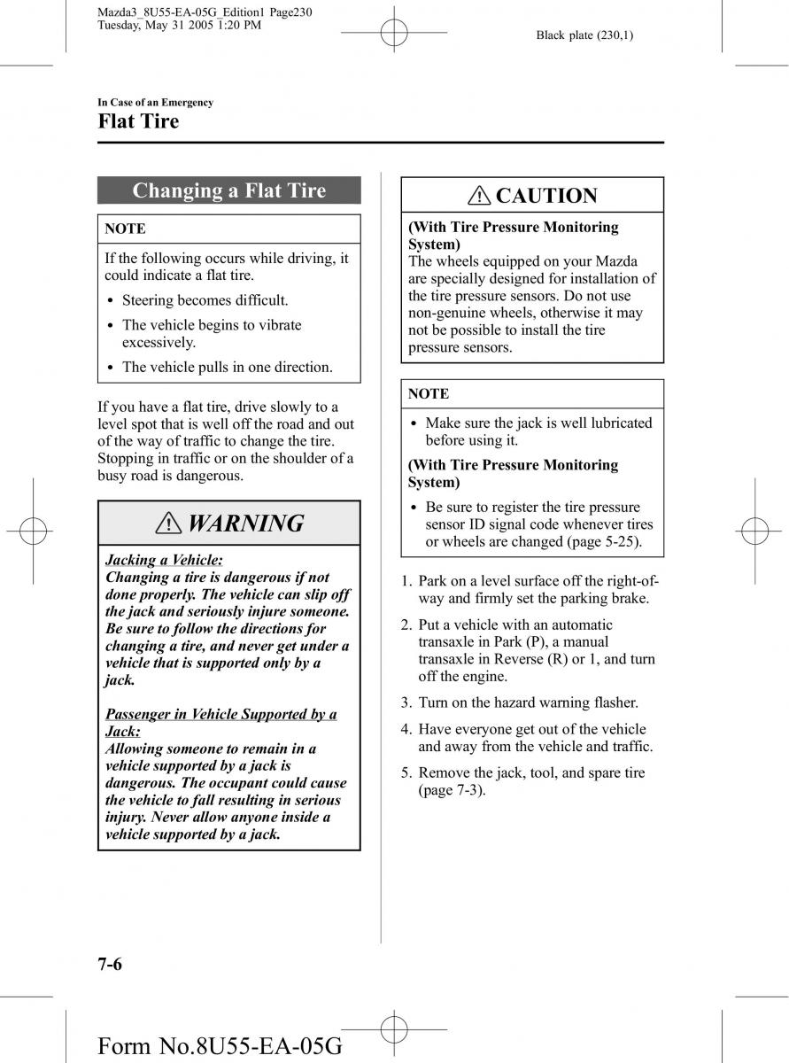 Mazda 3 I 1 owners manual / page 230