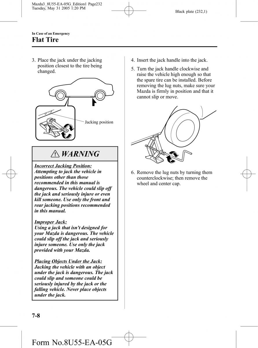 Mazda 3 I 1 owners manual / page 232