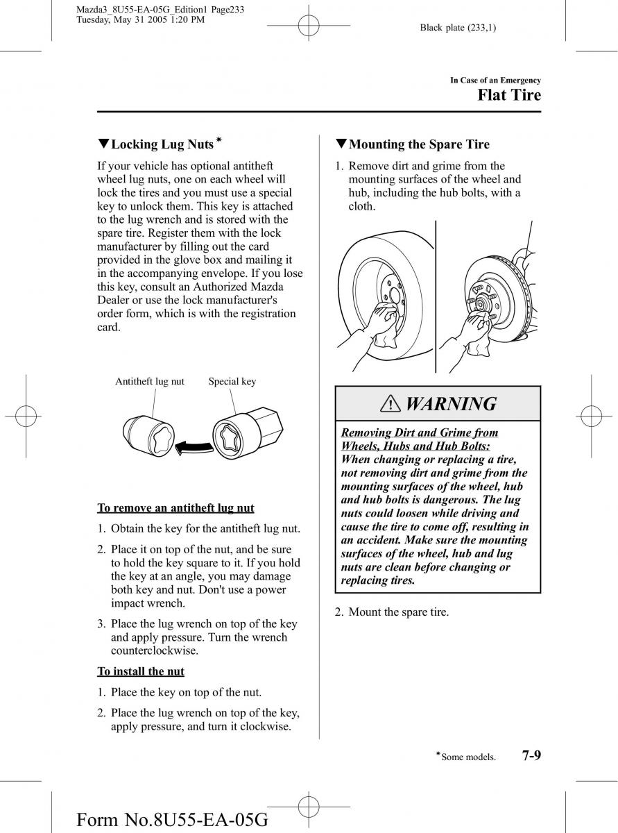 Mazda 3 I 1 owners manual / page 233