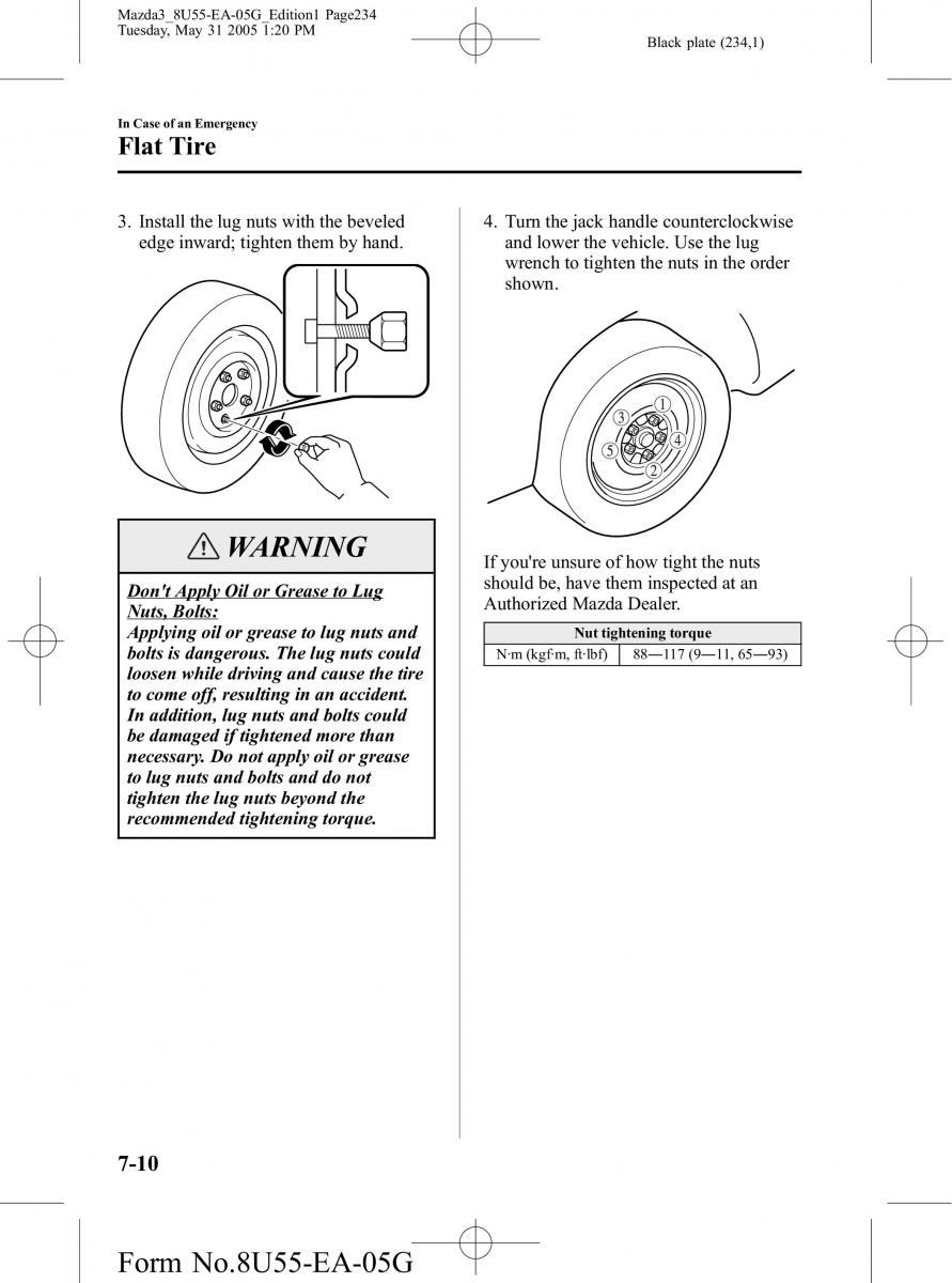 Mazda 3 I 1 owners manual / page 234