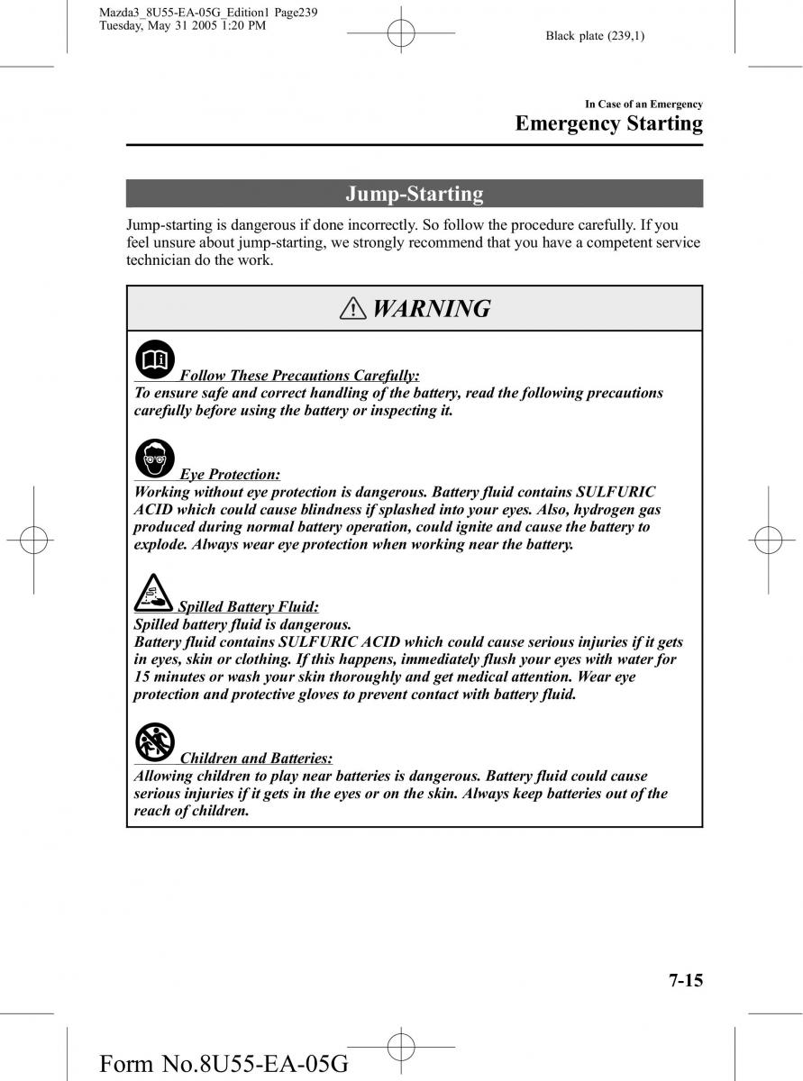 Mazda 3 I 1 owners manual / page 239