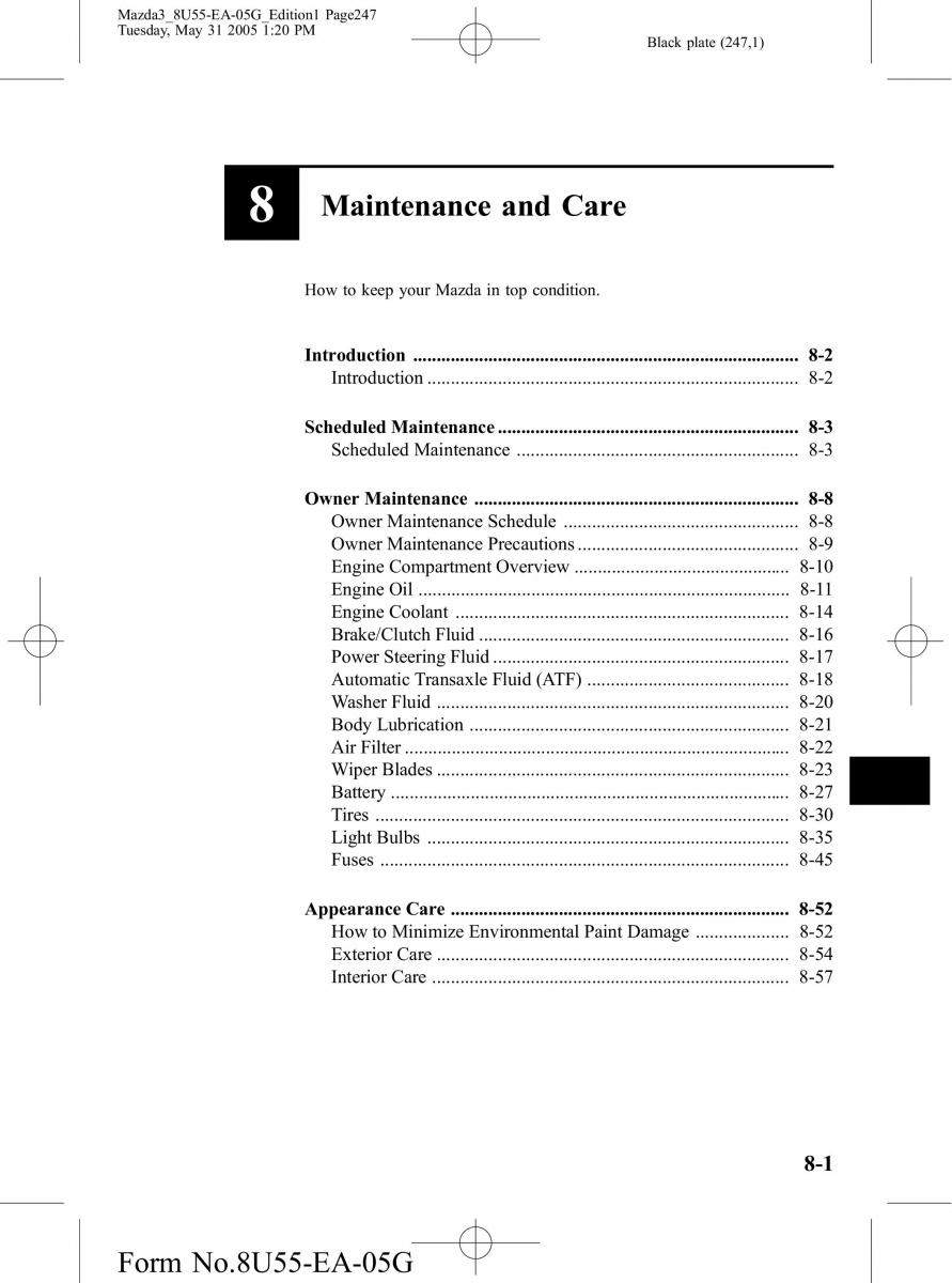 Mazda 3 I 1 owners manual / page 247