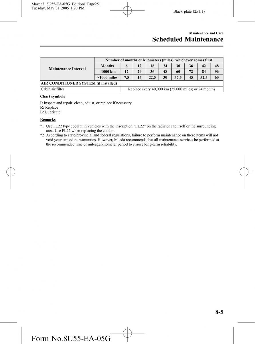 Mazda 3 I 1 owners manual / page 251