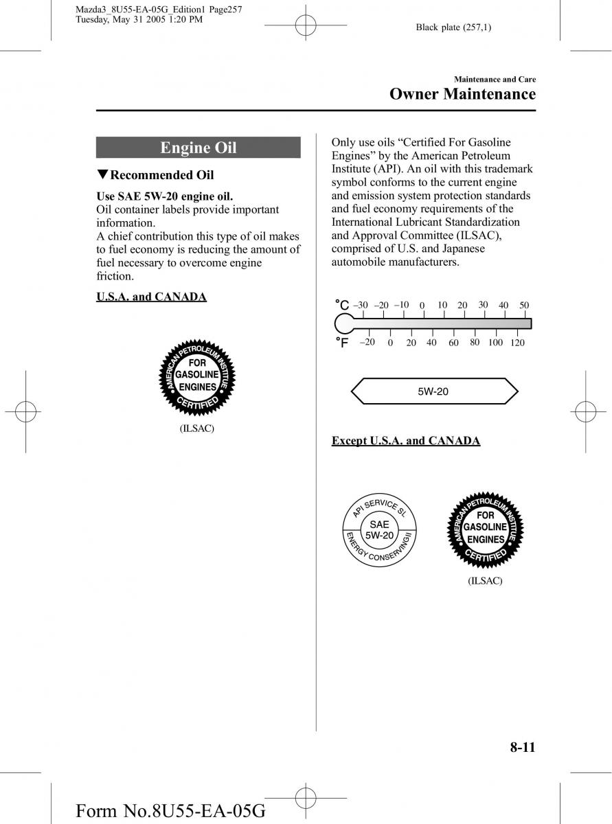 Mazda 3 I 1 owners manual / page 257