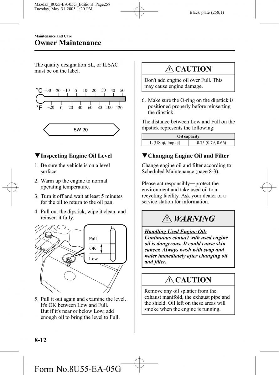 Mazda 3 I 1 owners manual / page 258