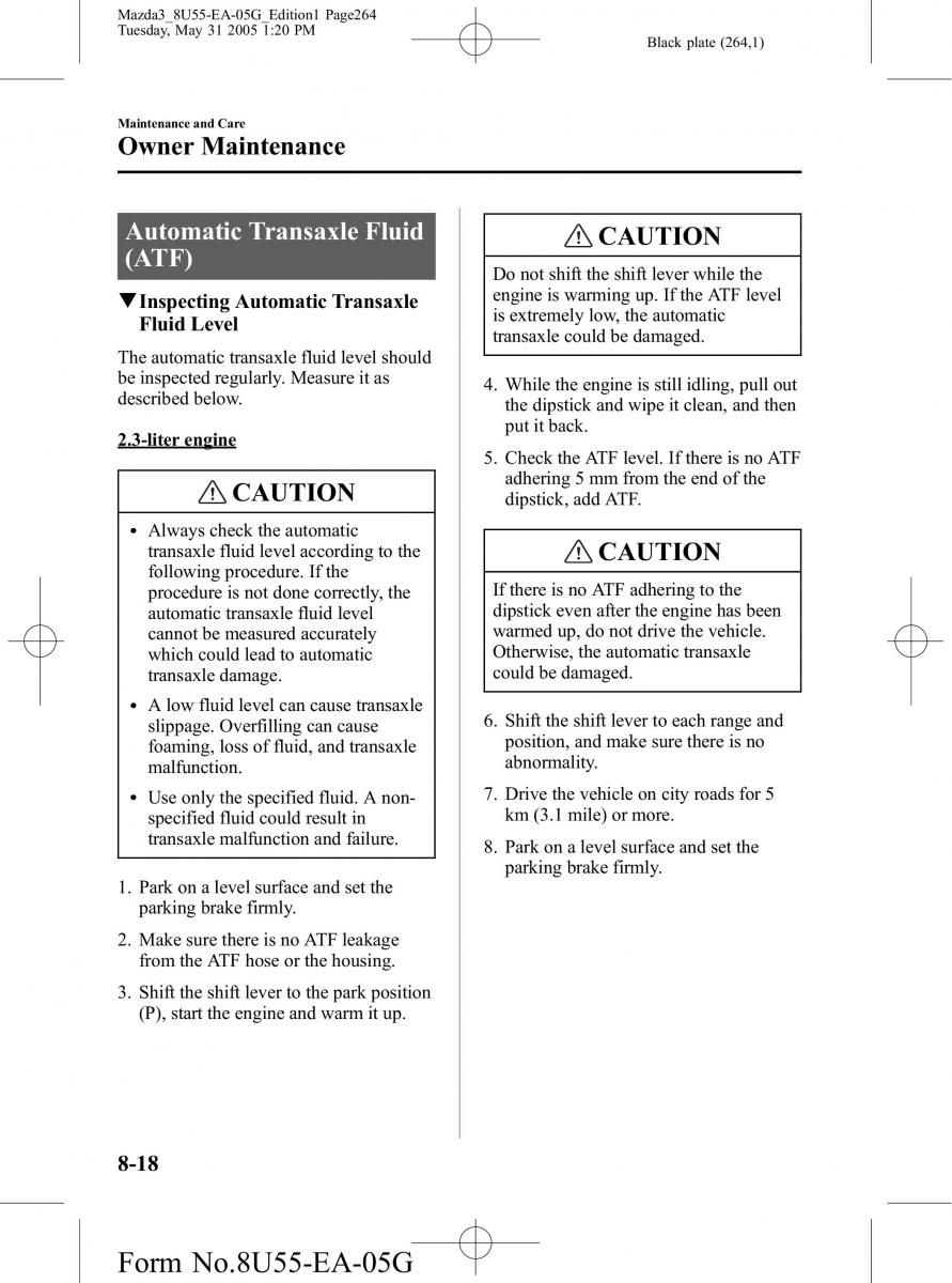 Mazda 3 I 1 owners manual / page 264