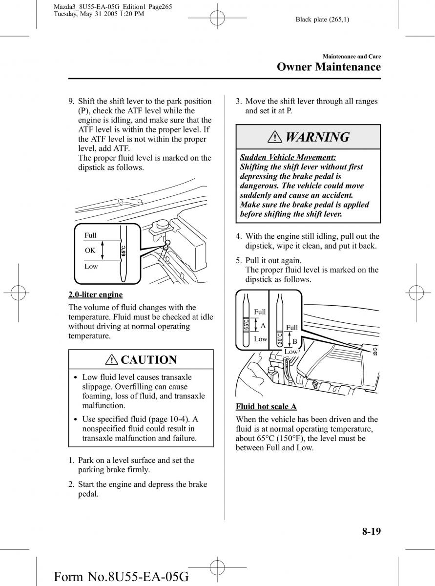 Mazda 3 I 1 owners manual / page 265