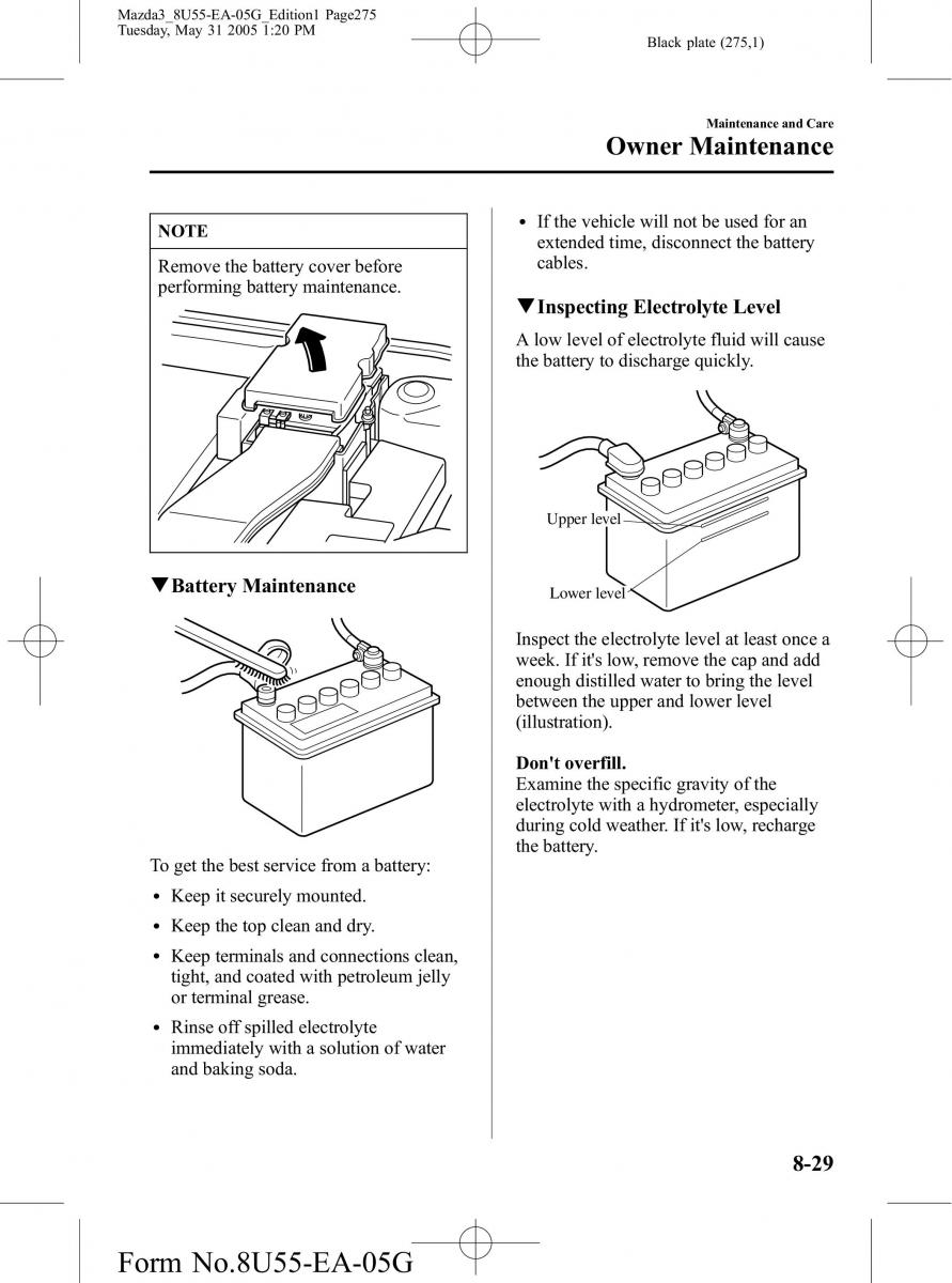 Mazda 3 I 1 owners manual / page 275