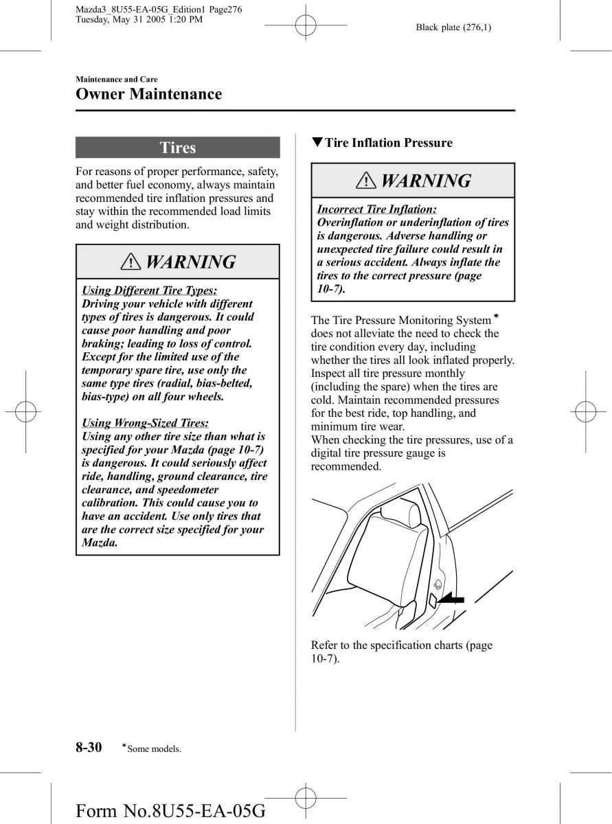 Mazda 3 I 1 owners manual / page 276