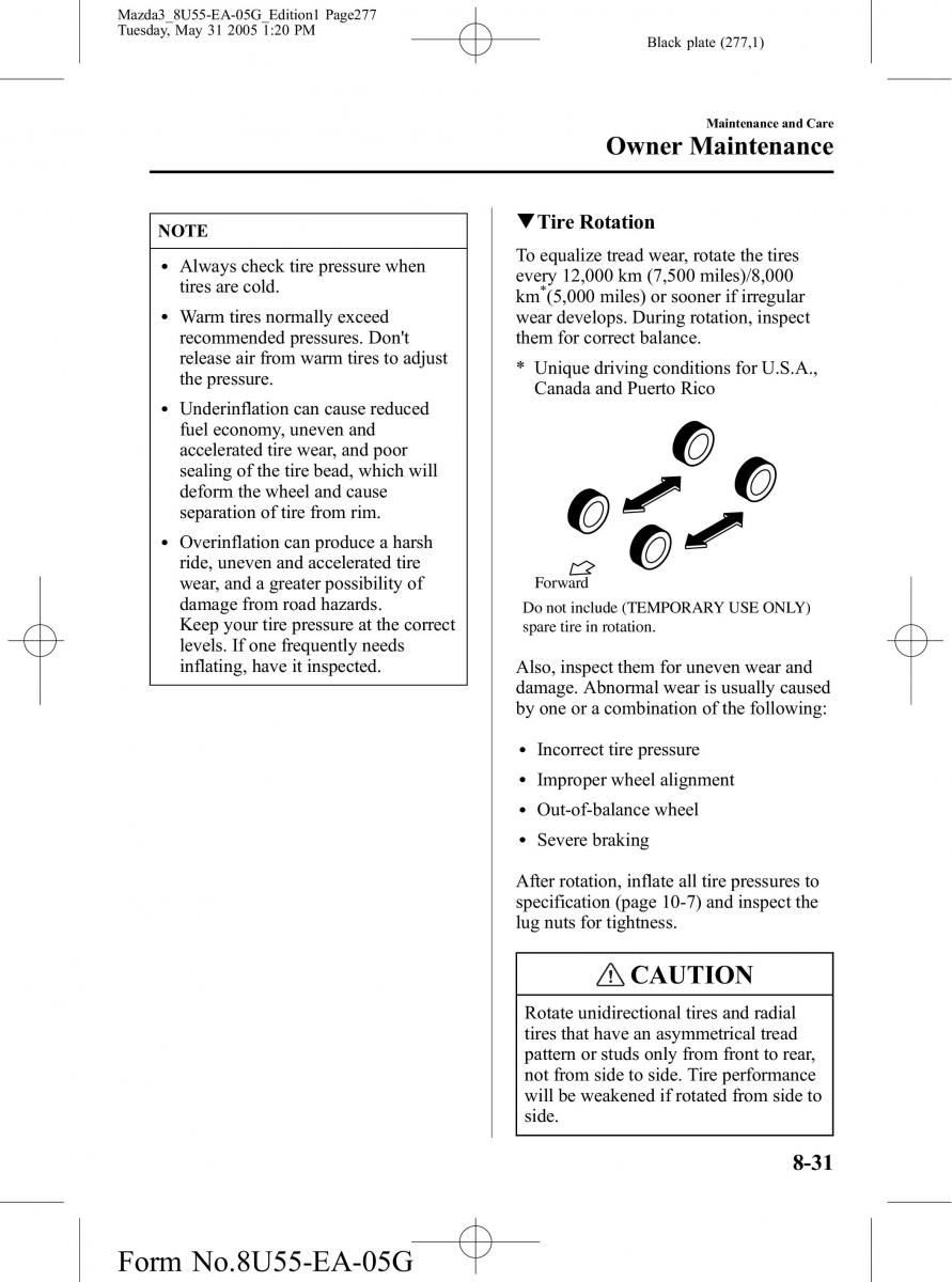 Mazda 3 I 1 owners manual / page 277