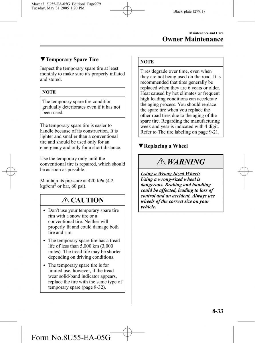 Mazda 3 I 1 owners manual / page 279