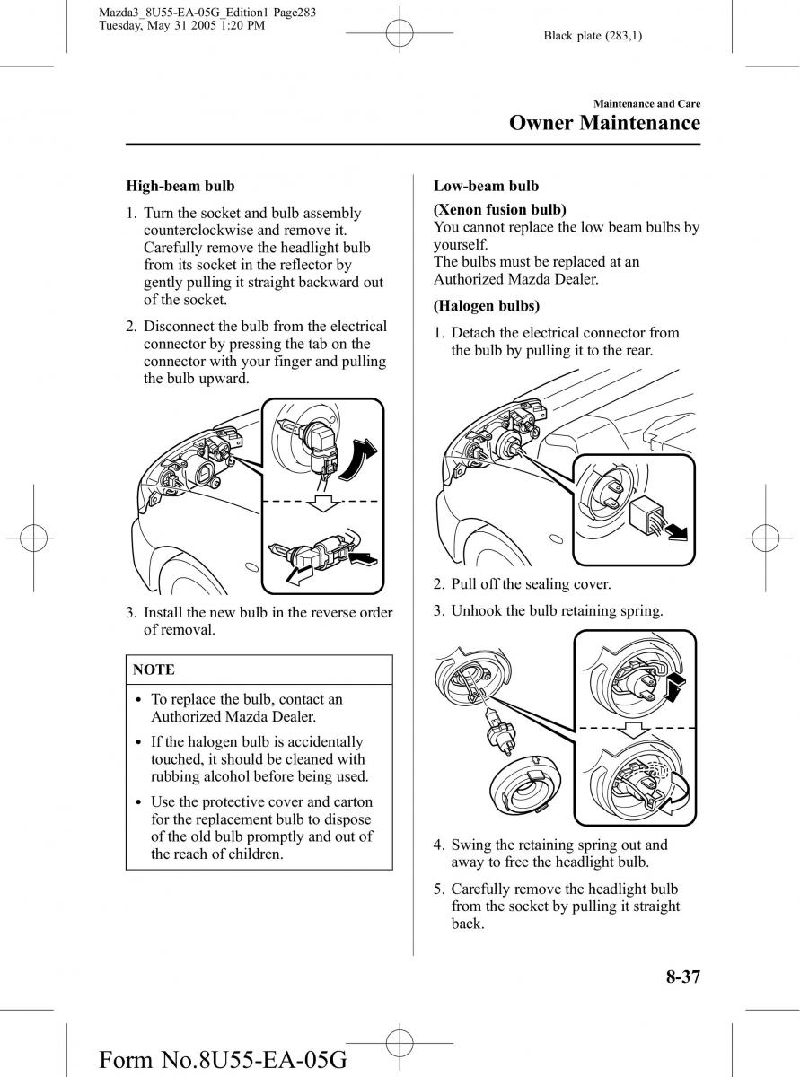 Mazda 3 I 1 owners manual / page 283