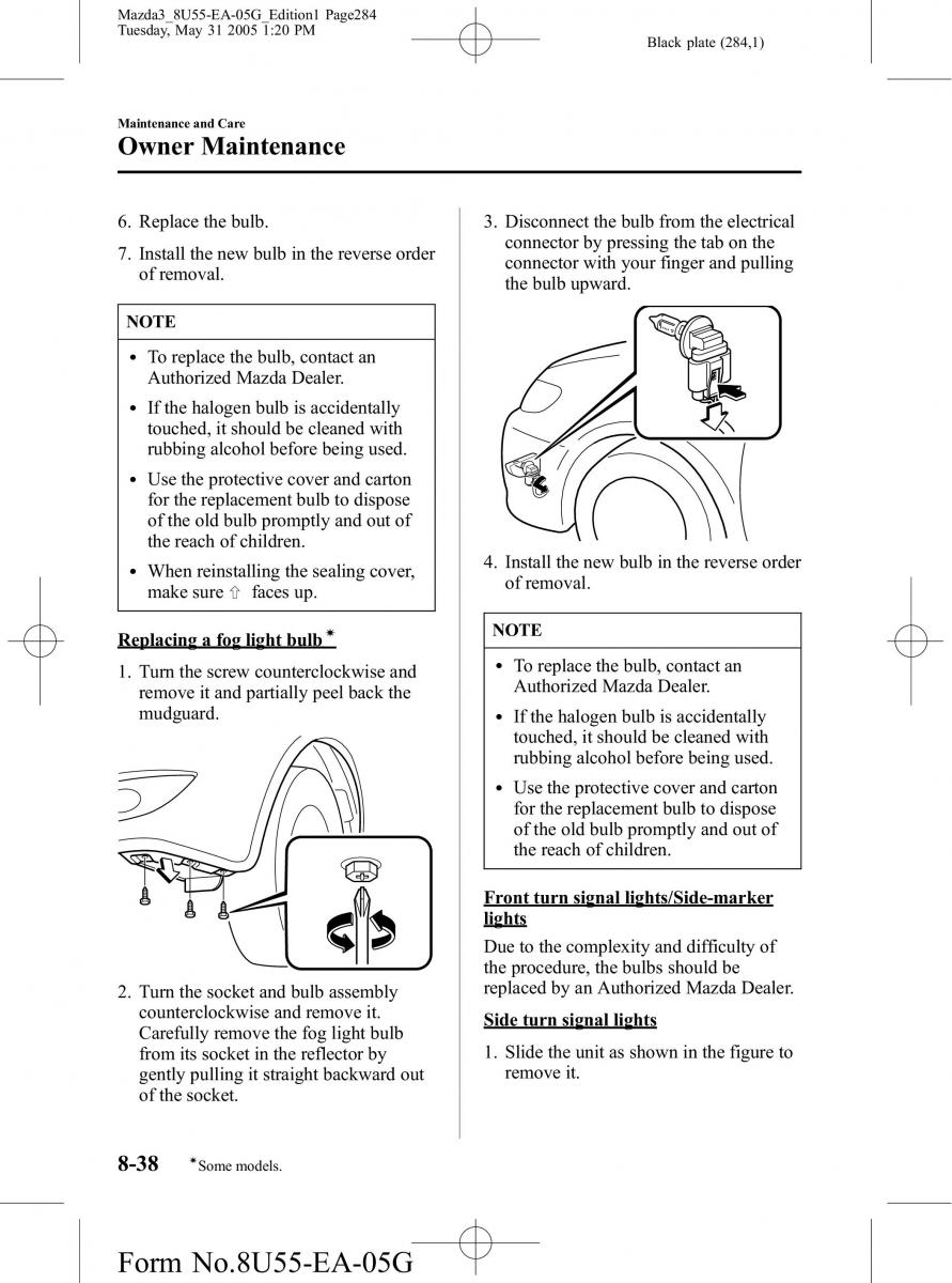 Mazda 3 I 1 owners manual / page 284