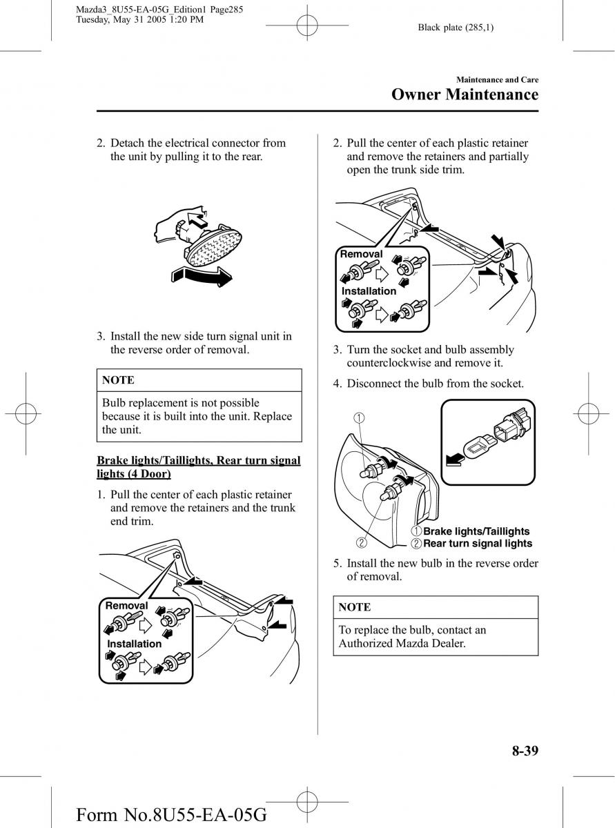 Mazda 3 I 1 owners manual / page 285