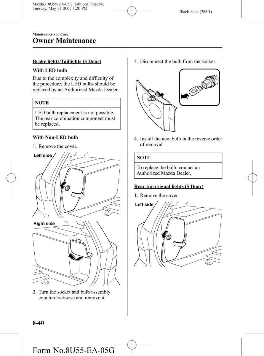 Mazda 3 I 1 owners manual / page 286