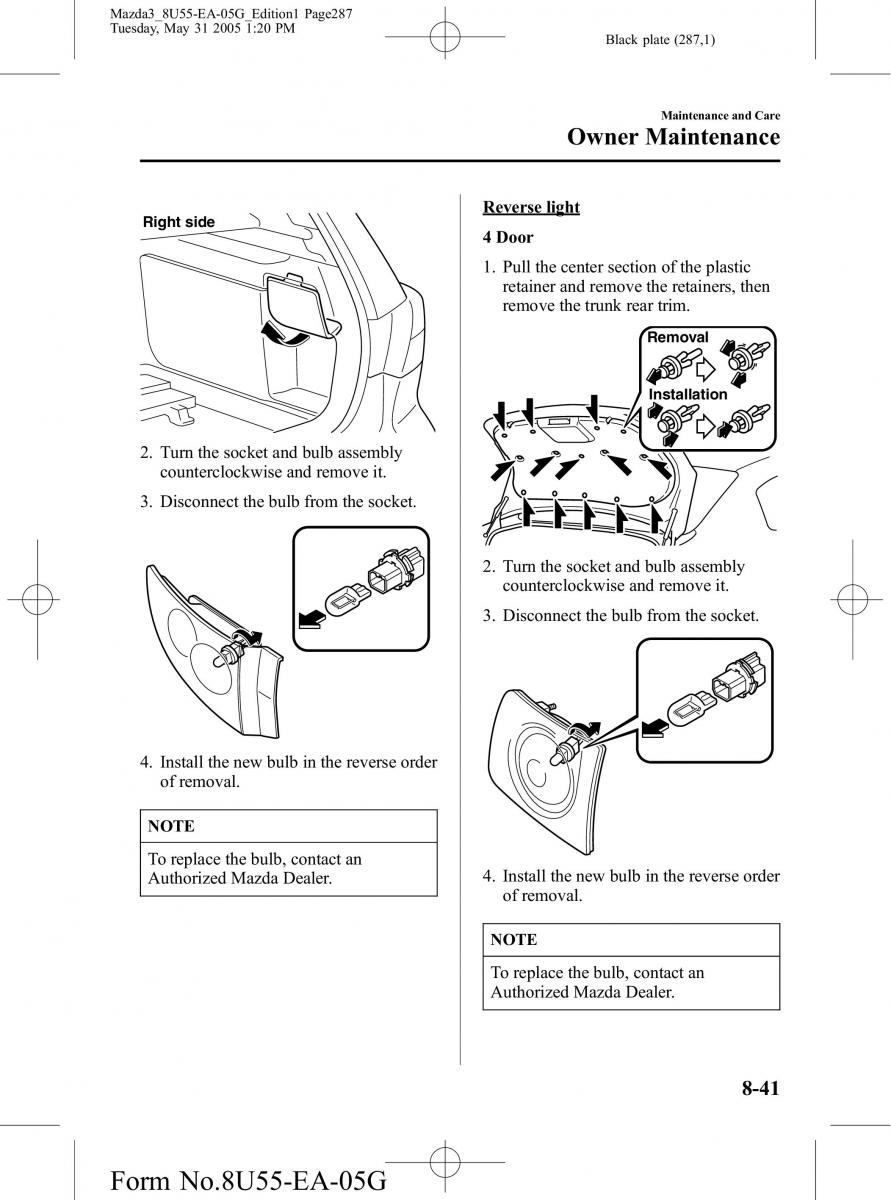 Mazda 3 I 1 owners manual / page 287