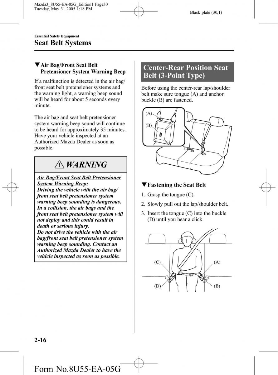 Mazda 3 I 1 owners manual / page 30