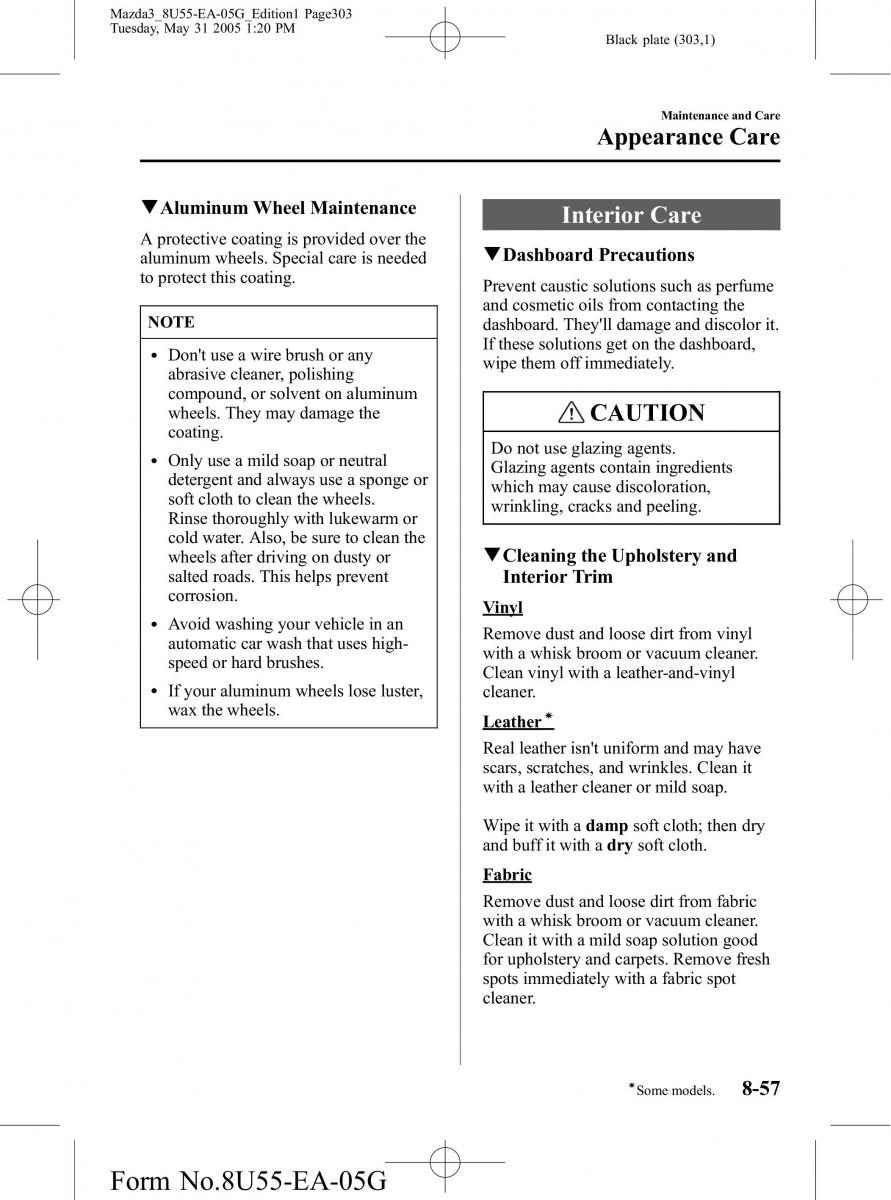 Mazda 3 I 1 owners manual / page 303