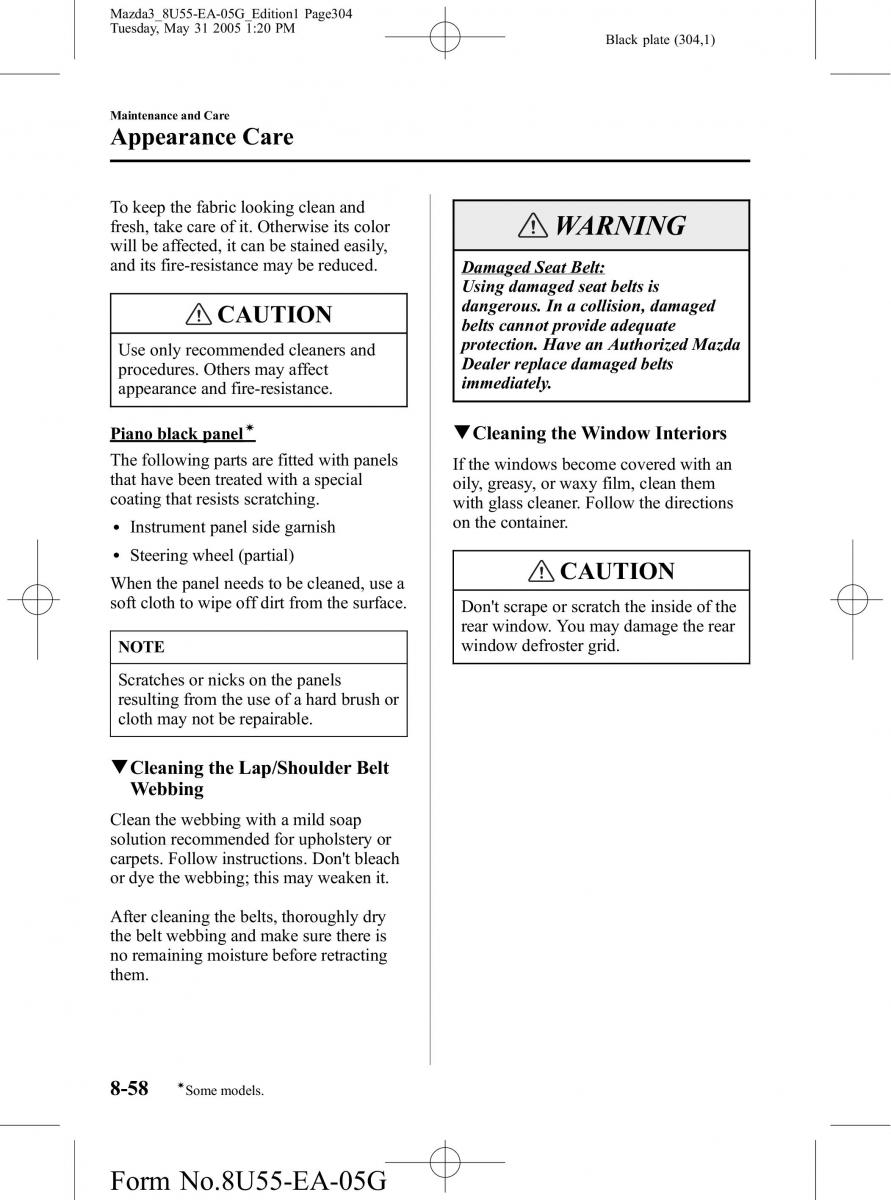 Mazda 3 I 1 owners manual / page 304