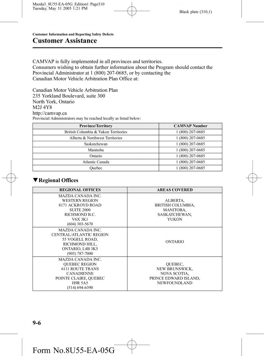 Mazda 3 I 1 owners manual / page 310