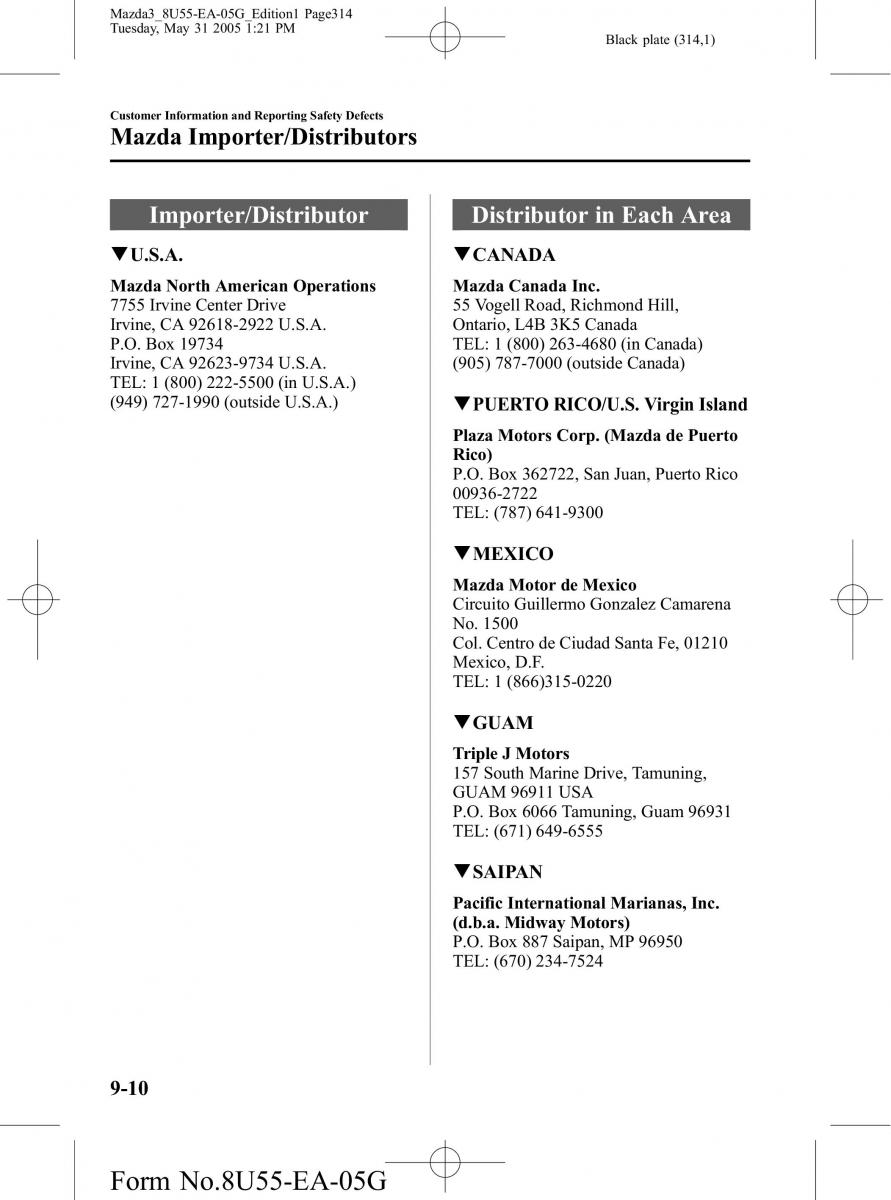 Mazda 3 I 1 owners manual / page 314