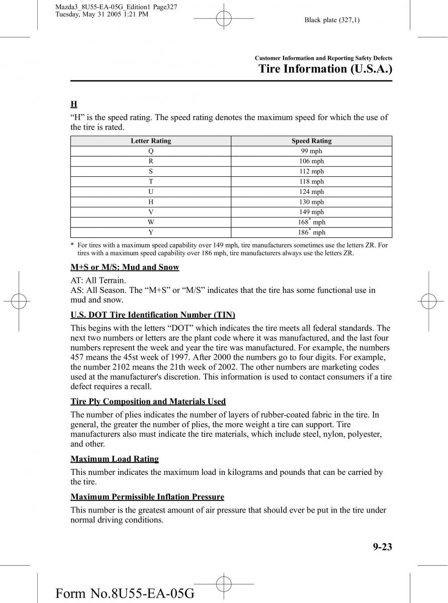 Mazda 3 I 1 owners manual / page 327