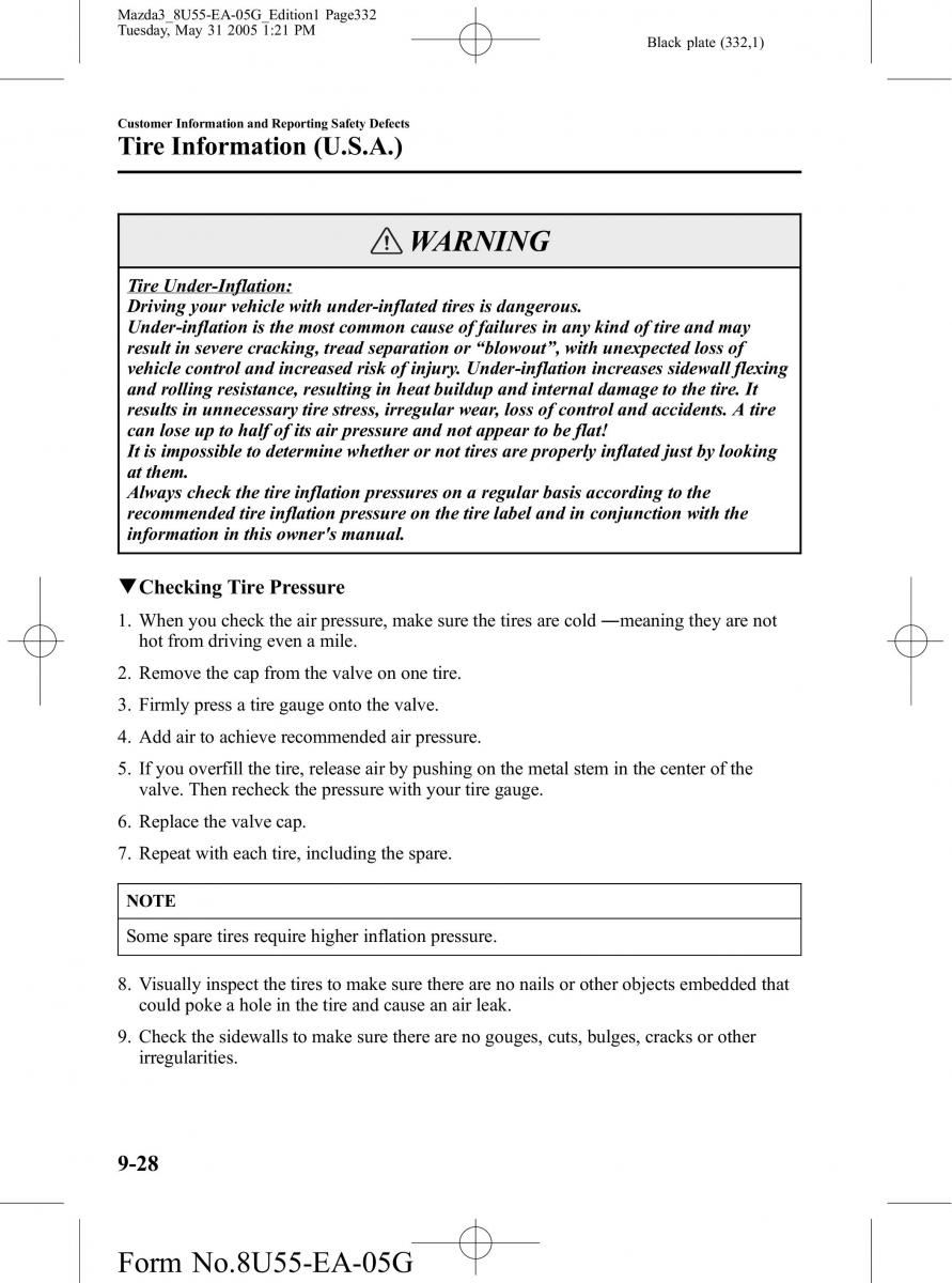 Mazda 3 I 1 owners manual / page 332